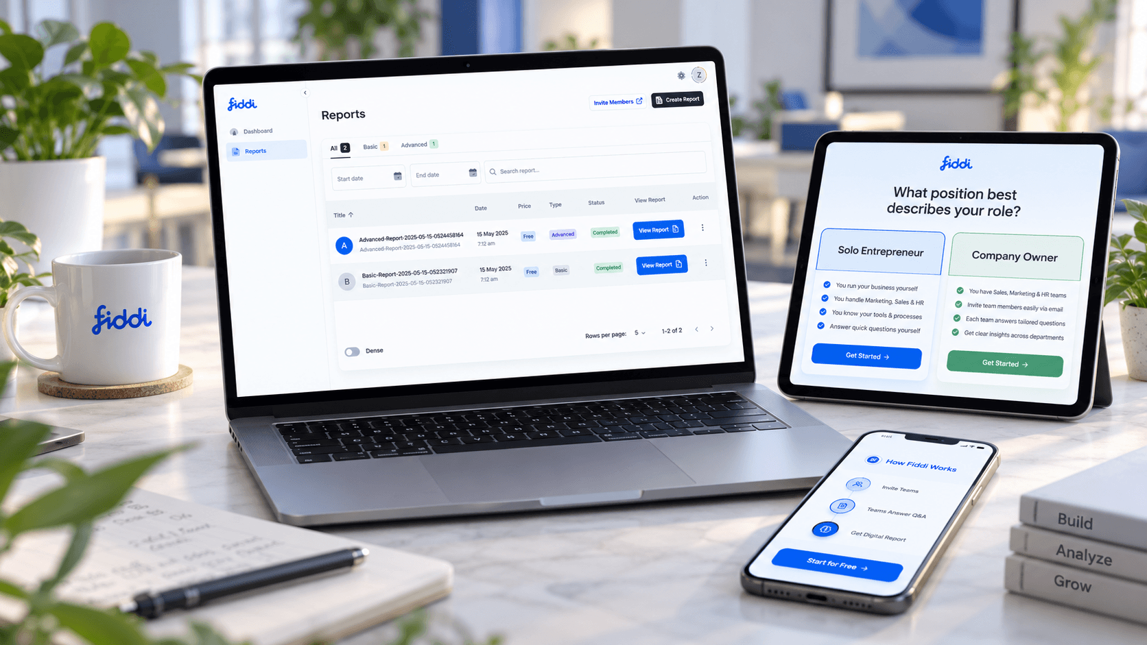 Fiddi.ai, AI Financial Platform, Digital Card & AI Report Builder project overview.