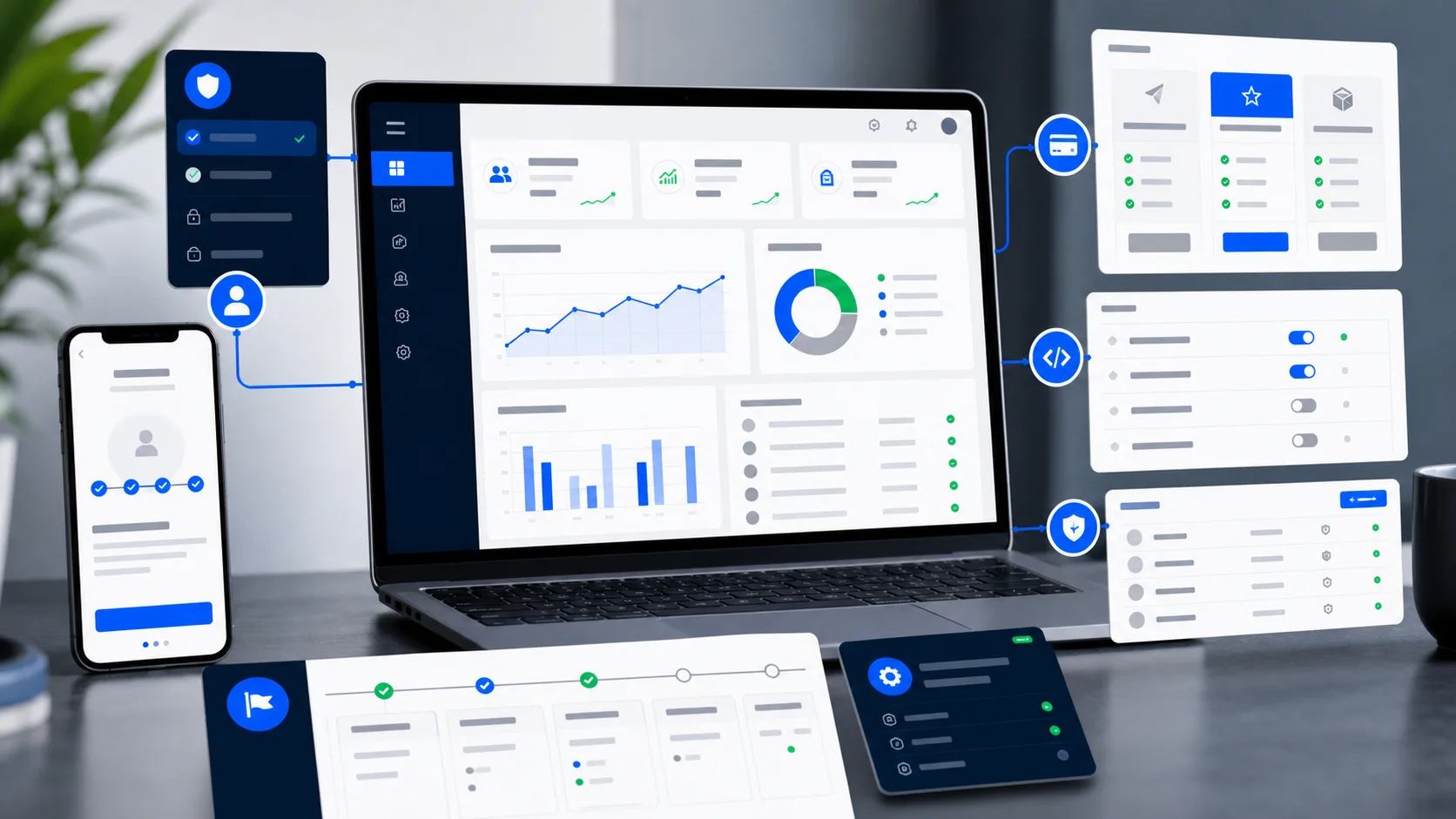SaaS MVP launch lab showing onboarding, dashboard, subscription logic, and release planning surfaces
