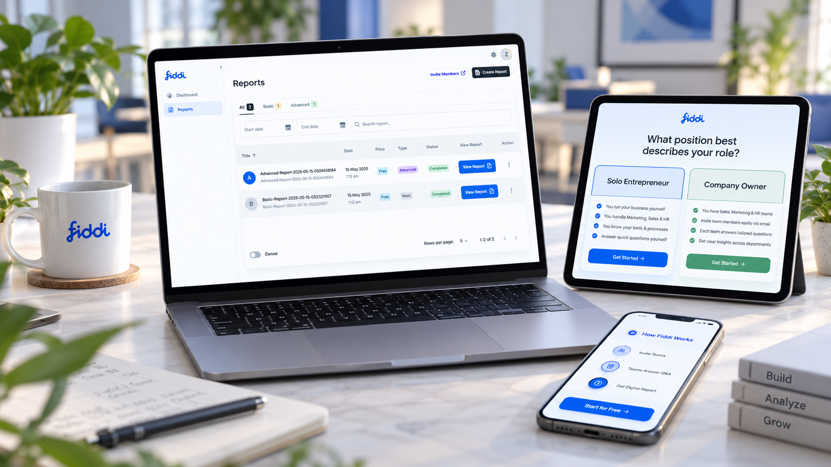 Fiddi.ai, AI Financial Platform, Digital Card & AI Report Builder project preview