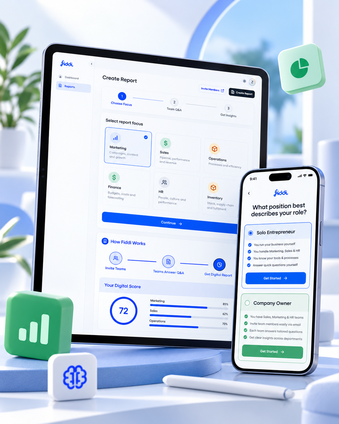 Fiddi.ai, AI Financial Platform, Digital Card & AI Report Builder Portraits 2