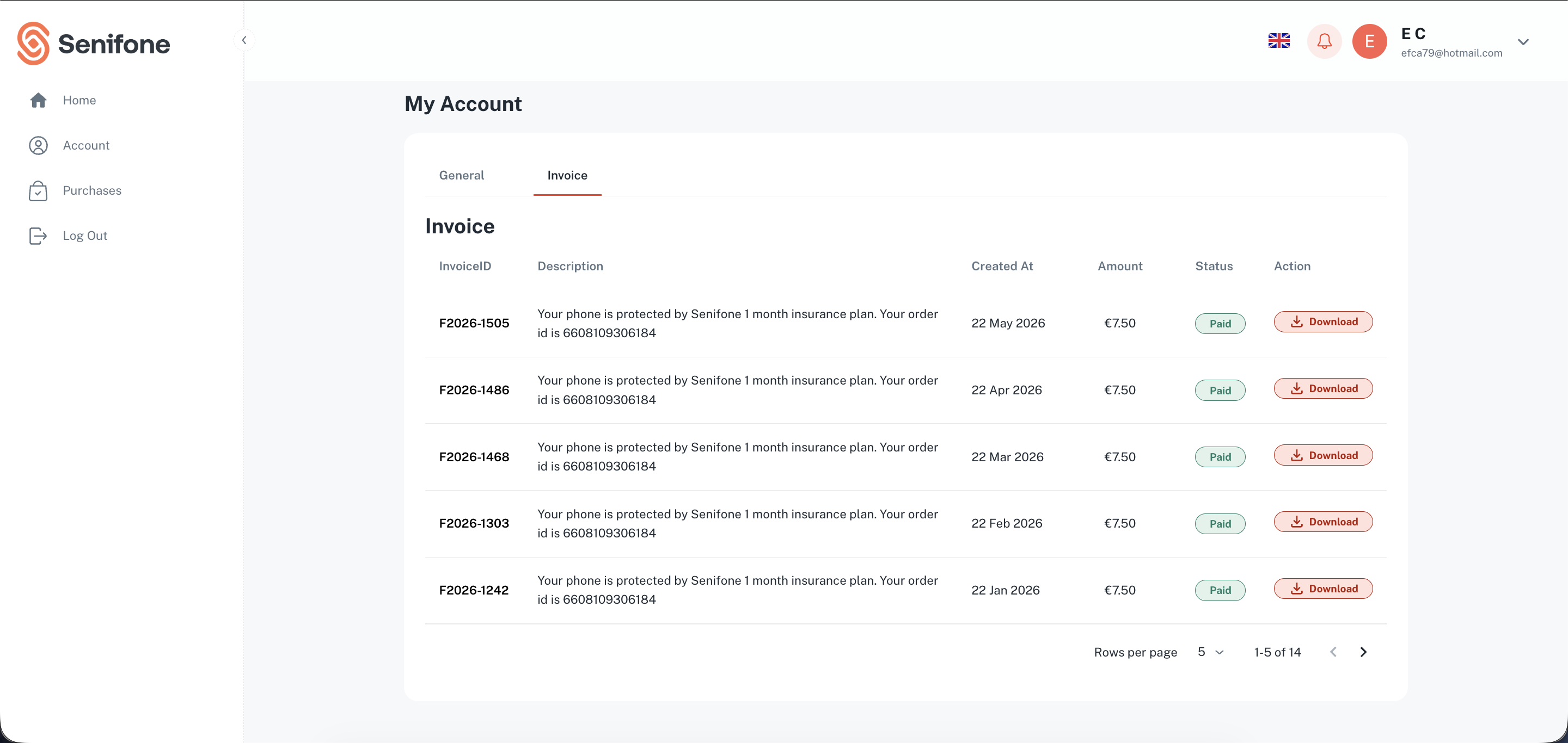 Senifone Phone Insurance screenshot 1